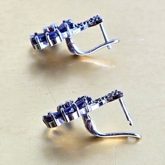 925 Sterling Silver Jewelry Set ( Earrings/ Ring 7.5) with Sapphire & Ruby Gems - Picture 10 of 12